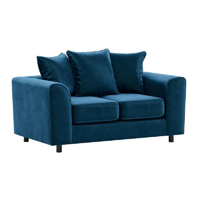 Furnishings For Less Uk Brooklyn Plush Velvet Fabric 2 Seater Sofa Foam Blue