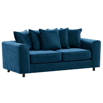 Furnishings For Less UK Brooklyn Plush Velvet Fabric 3 Seater Sofa Foam Blue from B&Q