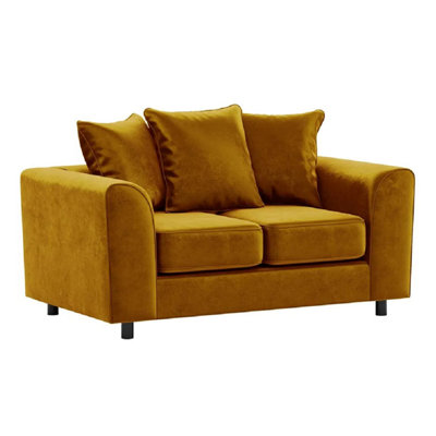 Furnishings For Less UK Brooklyn Plush Velvet Fabric 2 Seater Sofa Foam Gold from B&Q