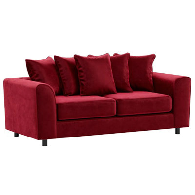 Furnishings For Less UK Brooklyn Plush Velvet Fabric 3 Seater Sofa Foam Red from B&Q