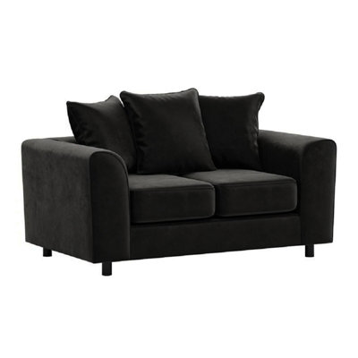 Furnishings For Less Uk Brooklyn Plush Velvet Fabric 2 Seater Sofa Foam Black