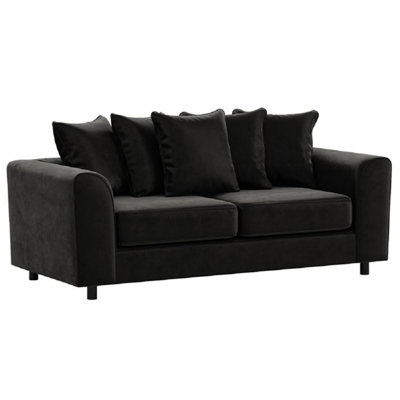 Furnishings For Less UK Brooklyn Plush Velvet Fabric 3 Seater Sofa Foam Black from B&Q