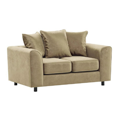 Furnishings For Less UK Brooklyn Plush Velvet Fabric 2 Seater Sofa Foam Beige from B&Q