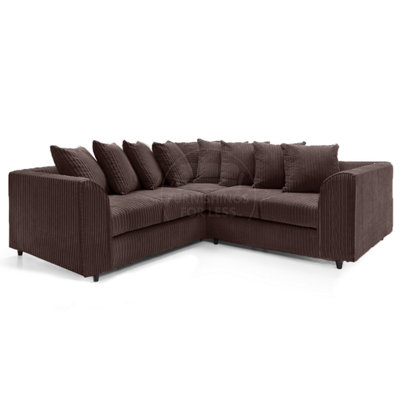 Furnishings For Less UK Ferguson Chocolate 5 Seater Fabric Corner Sofa L Shaped Jumbo CordScatter Back from B&Q