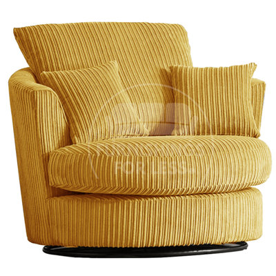 Furnishings For Less UK Luxor Jumbo Cord Mustard Fabric Single Seater 360 Degree Swivel Chair Sofa Accessory from B&Q