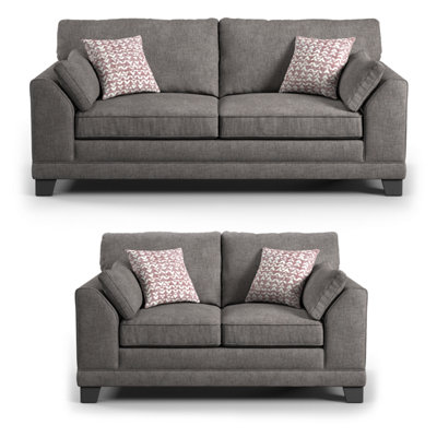 Furnishings For Less UK Hilliard Fullback Fabric Sofa Suite 3 Seater And 2 Seater Grey from B&Q