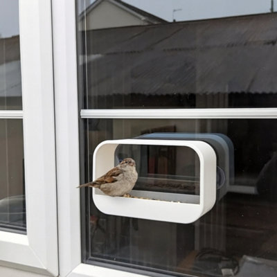Modern Glass Window Mounted Bird Feeder  Grey  White Suction Cup Feeder For Small Birds from B&Q