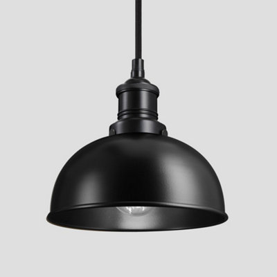 Industville Brooklyn Dome Pendant8 InchBlackBlack Holder from B&Q