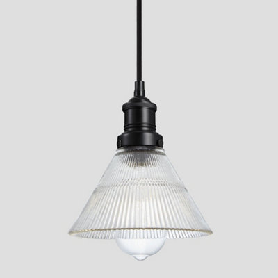Industville Brooklyn Glass Funnel Pendant7 InchBlack Holder from B&Q