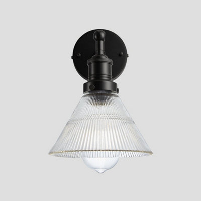 Industville Brooklyn Glass Funnel Wall Light7 InchBlack Holder from B&Q