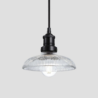 Industville Brooklyn Glass Dome Pendant8 InchBlack Holder from B&Q