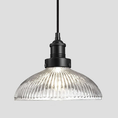 Industville Brooklyn Glass Dome Pendant12 InchBlack Holder from B&Q