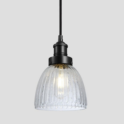 Industville Brooklyn Glass Cone Pendant7 InchBlack Holder from B&Q