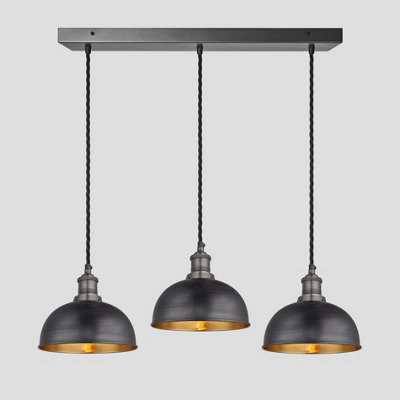 Industville Brooklyn Dome 3 Wire Cluster Lights8 InchPewter & BrassPewter Holder from B&Q