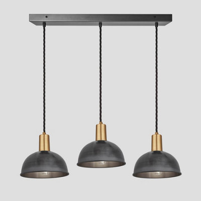 Industville Sleek Dome 3 Wire Cluster Lights8 InchPewterBrass Holder from B&Q