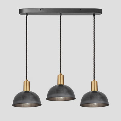 Industville Sleek Dome 3 Wire Oval Cluster Lights8 InchPewterBrass Holder from B&Q