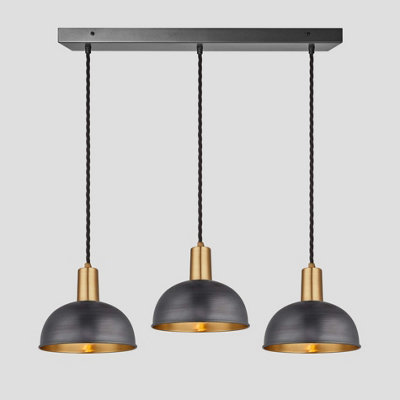 Industville Sleek Dome 3 Wire Cluster Lights8 InchPewter & BrassBrass Holder from B&Q