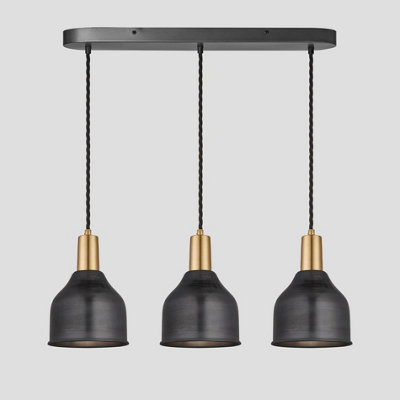 Industville Sleek Cone 3 Wire Oval Cluster Lights7 InchPewterBrass Holder from B&Q