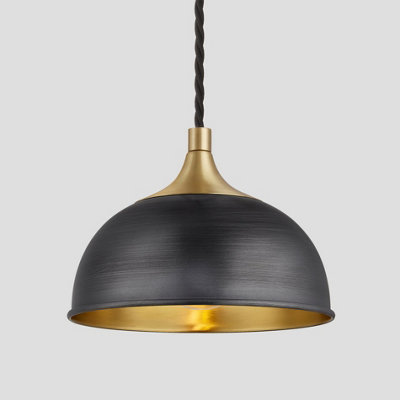 Industville Chelsea Dome Pendant8 InchPewter & BrassBrass Holder from B&Q