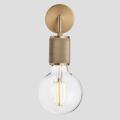 Industville Knurled Edison Wall LightBrass from B&Q