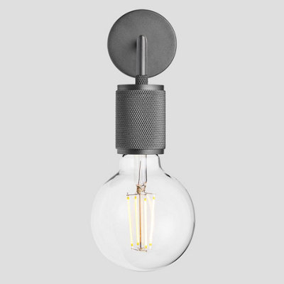 Industville Knurled Edison Wall LightPewter from B&Q