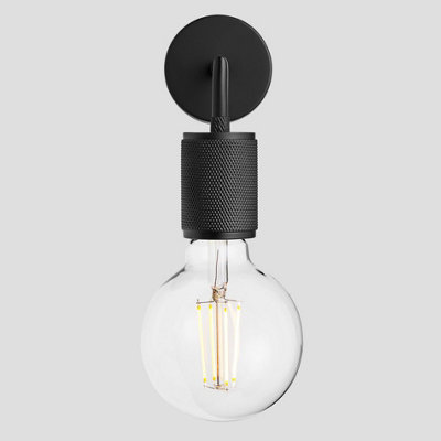 Industville Knurled Edison Wall LightBlack from B&Q