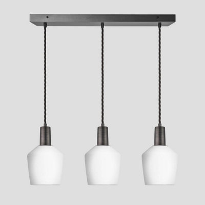 Industville Sleek Opal Glass Schoolhouse 3 Wire Cluster Lights5.5 InchWhitePewter Holder from B&Q
