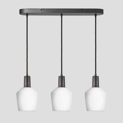 Industville Sleek Opal Glass Schoolhouse 3 Wire Oval Cluster Lights5.5 InchWhitePewter Holder from B&Q