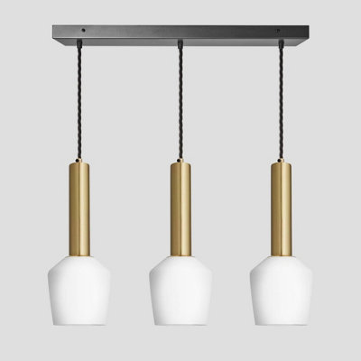 Industville Sleek Cylinder Opal Glass Schoolhouse 3 Wire Cluster Lights5.5 InchWhiteBrass Holder from B&Q