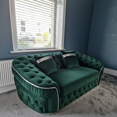 Stratus Interiors Ambassador Sofa Chesterfield Toronto Silver Trim Plush Velvet No Frill from B&Q