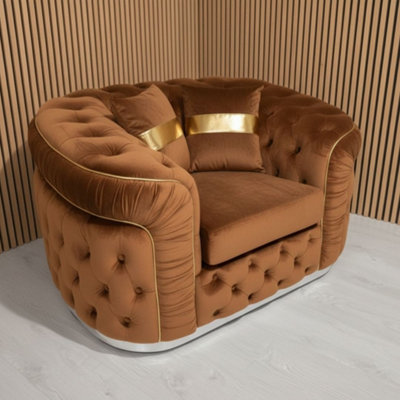 Stratus Interiors Ambassador Sofa Chesterfield Mink Toronto Silver Trim Plush No Frill from B&Q