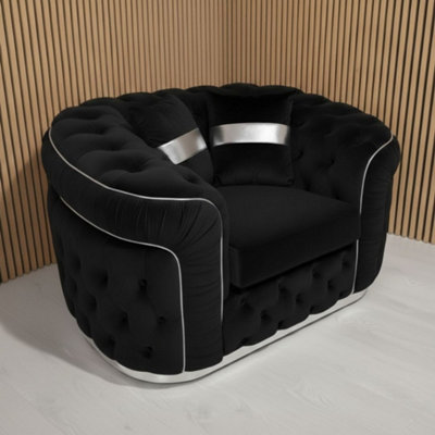 Stratus Interiors Ambassador Black Sofa Chesterfield Toronto Silver Trim Plush No Frill from B&Q