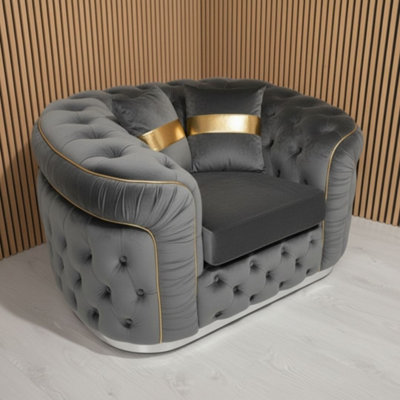 Stratus Interiors Ambassador Steel Sofa Chesterfield Toronto Silver Trim Plush No Frill from B&Q