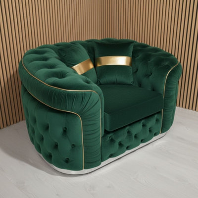 Stratus Interiors Ambassador Green Sofa Chesterfield Toronto Silver Trim Plush No Frill from B&Q