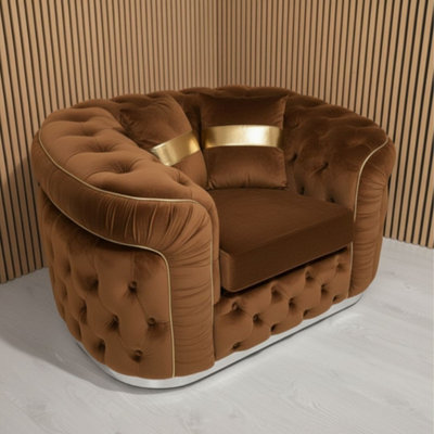 Stratus Interiors Ambassador Brown Sofa Chesterfield Toronto Silver Trim Plush No Frill from B&Q