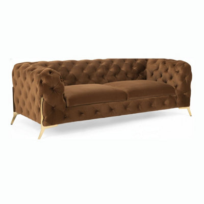 Stratus Interiors Modern Italian Chesterfield Naples Plush Sofa 3 Seater 195Cm from B&Q