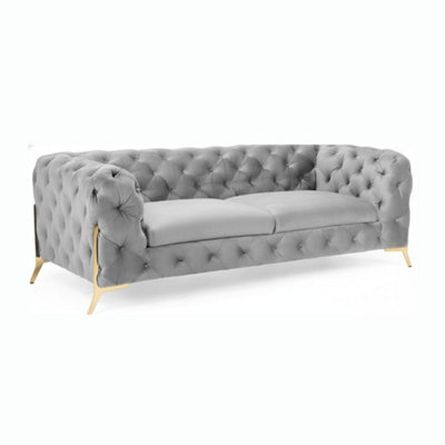 Stratus Interiors Modern Italian Chesterfield Naples Plush Sofa 3 Seater 195Cm from B&Q