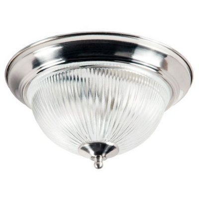 Happy Homewares Traditional Satin Chrome Ip44 Bathroom Ceiling Fitting Light