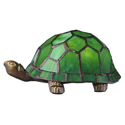 Happy Homewares Beautifully Hand Crafted Green Glass Tortoise Tiffany Lamp from B&Q