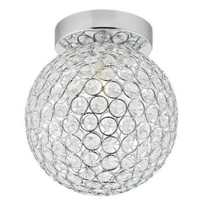 Happy Homewares Modern Chrome And Clear Glass Ip44 Rated Bathroom Ceiling Light from B&Q