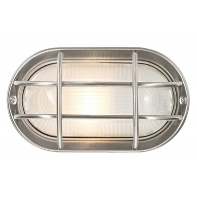 Happy Homewares Stainless Steel Cast Aluminium Outdoor Oval Bulkhead Wall Light from B&Q