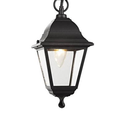 Happy Homewares Matt Black Cast Aluminium Ip44 Outdoor Hanging Lantern from B&Q