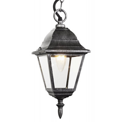 Happy Homewares Black/silver Cast Aluminium Ip44 Outdoor Hanging Lantern from B&Q
