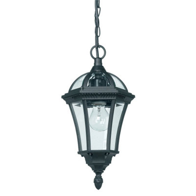 Happy Homewares Black Exterior Hanging Porch Lantern Pendant Light from B&Q