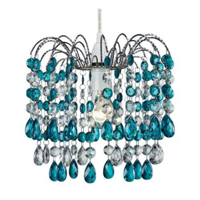 Happy Homewares Contemporary Pendant Shade With Teal Acrylic Droplets from B&Q