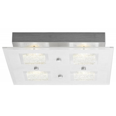 Happy Homewares Modern Chrome Square Led Bathroom Light With Clear/frosted Glass Plate from B&Q