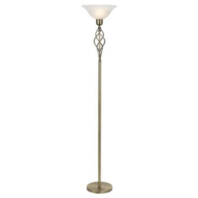 Happy Homewares Classic Knot Twist Floor Lamp Uplighter In Antique Brass