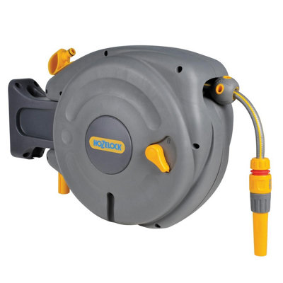 Hozelock Mini Hose Reel Automatic Retracting Auto Reel 2485 10M Garden Hose Silver/Yellow