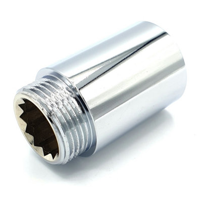 Invena 40mm X 3/4 Inch Thread Extension Female X Male Chrome Brass from B&Q