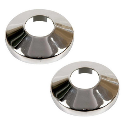 B&Q -  2 X 15mm Radiator Pipe Cover Chromed Pvc Plastic Collar Rose